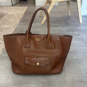 Brown leather Prada tote